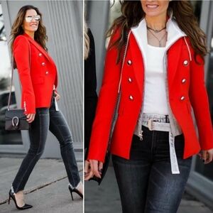 VERONICA BEARD MILLER DICKEY  JACKET Blazer RED Silver Hardware Size 0